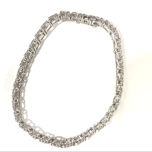 2 Carat Genuine Natural Diamond Tennis S Link Bracelet 10k White gold - Picture 7 of 14